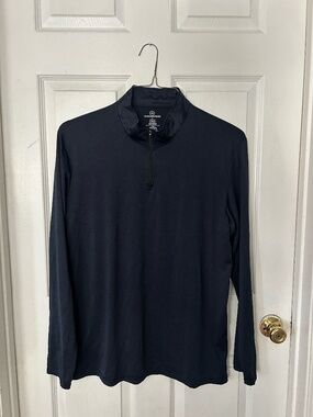 Real Essentials Men’s Navy Blue Quarter Zip Pullover - Large